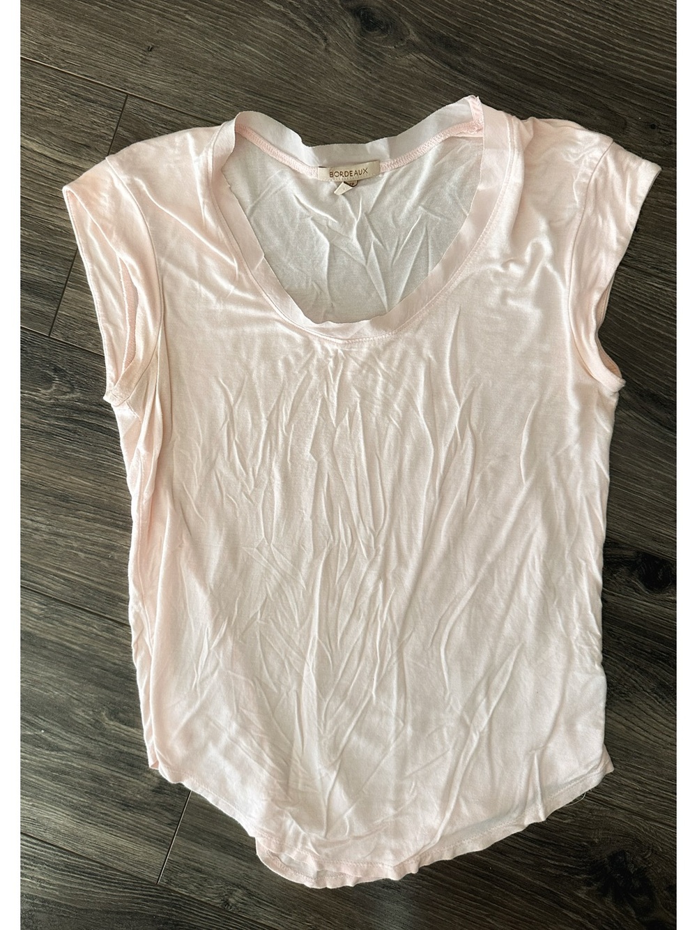 Bordeaux Pale Pink Scoop Neck Cap Sleeve Top